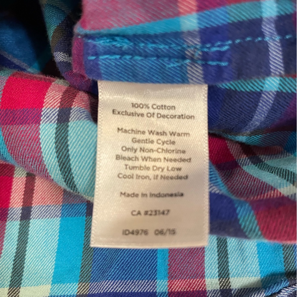 Talbots Multicolored Button Down Long Sleeve Flan… - image 4